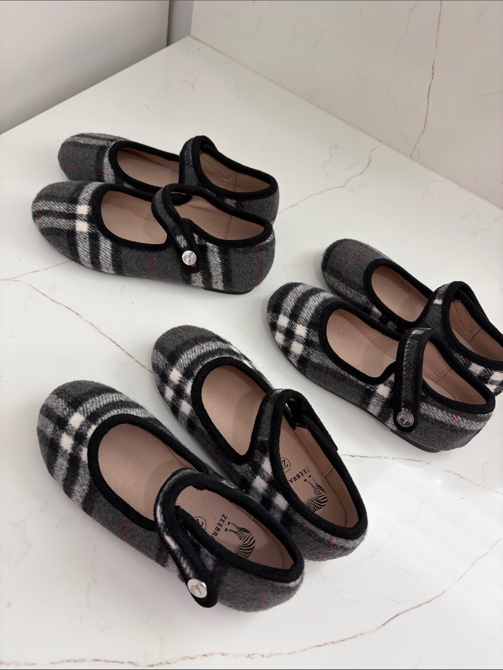 Girls' Black & Gray Plaid Mary Jane Dress Shoes